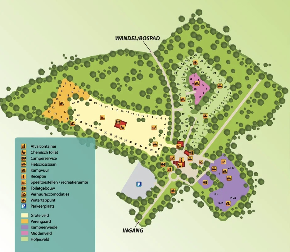 plattegrond camping jena grote veld